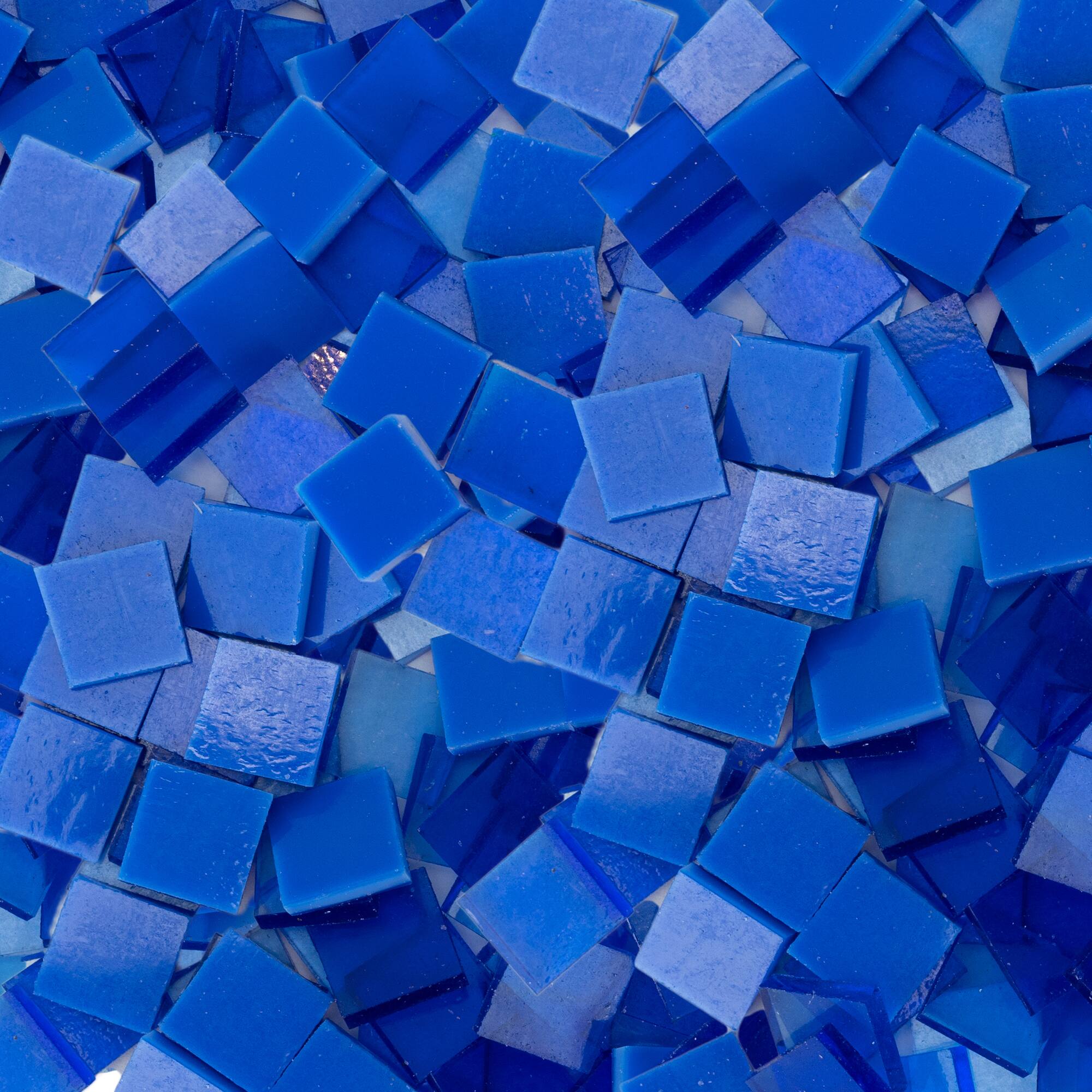 Small Blue Mosaic Stained Glass Squares, 8oz.